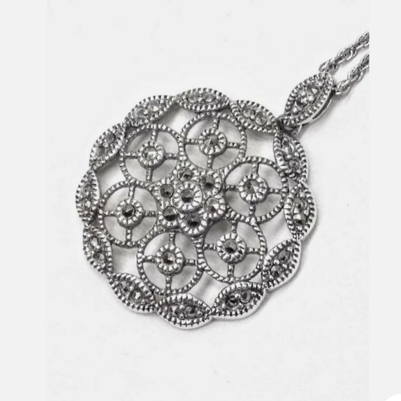 Judith Jack Necklace Sterling Silver Marcasite Pendant - Picture 14 of 15